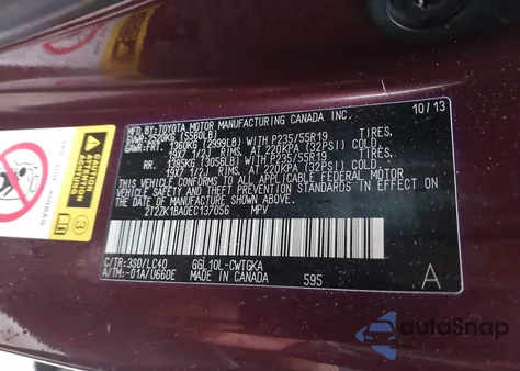 2014 Lexus Rx 350 z USA, uszkodzony, nr VIN 2T2ZK1BA0EC137056